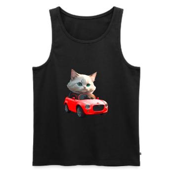Katze fährt Cabrio - Männer Premium Bio Tank Top - Schwarz - Vorne - Michal (187cm)