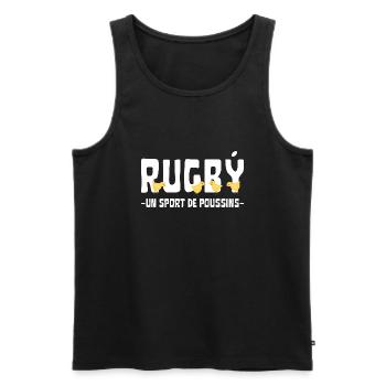 Rugby un sport de poussins - Débardeur bio Premium Homme - noir - Devant - Michal (187cm)