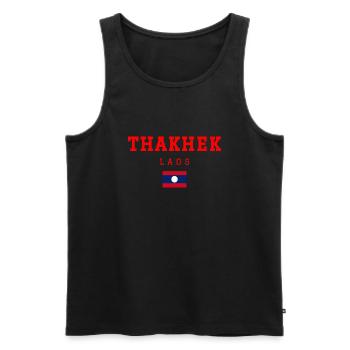 Thakhek Laos - Men's Premium Organic Tank Top - black - Front - AI Model Male 178 light (178cm)