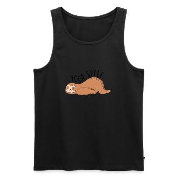 Yoga-Stil - Männer Premium Bio Tank Top - Schwarz - Vorne - AI Model Male 178 light (178cm)