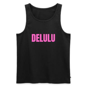 DELULU - Männer Premium Bio Tank Top - Schwarz - Vorne - AI Model Male 178 light (178cm)