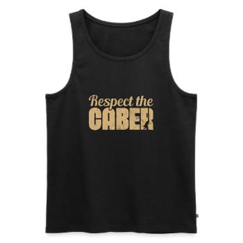 Respect The Caber Wood Trunk Tossing Lumber Sports - Men's Premium Organic Tank Top - black - Front - AI Model Male 178 light (178cm)