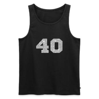 Numéro 40 paillettes argenté - 40e anniversaire - Débardeur bio Premium Homme - noir - Devant - Michal (187cm)