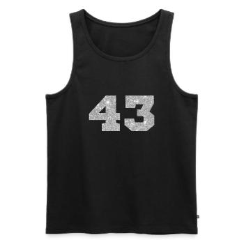 Numéro 43 paillettes argenté - 43e anniversaire - Débardeur bio Premium Homme - noir - Devant - Michal (187cm)