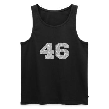 Numéro 46 paillettes argenté - 46e anniversaire - Débardeur bio Premium Homme - noir - Devant - Michal (187cm)