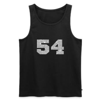 Numéro 54 paillettes argenté - 54e anniversaire - Débardeur bio Premium Homme - noir - Devant - Michal (187cm)