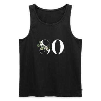 Nummer 80 Blumengrün - 80. Geburtstag Blumen - Männer Premium Bio Tank Top - Schwarz - Vorne - Michal (187cm)