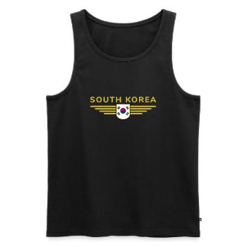 J’aime la Corée du Sud Design T-shirt Outfit - Débardeur bio Premium Homme - noir - Devant - AI Model Male 178 light (178cm)