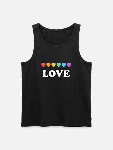 Liebe Regenbogenherzen - Männer Premium Bio Tank Top - Schwarz
