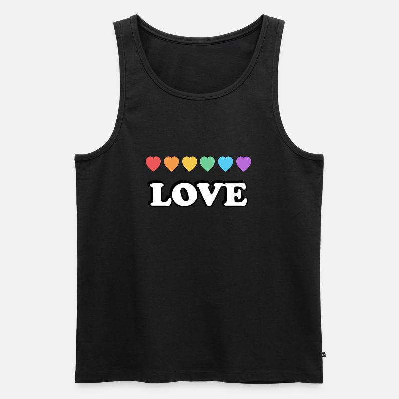 Liebe Regenbogenherzen - Männer Premium Bio Tank Top - Schwarz