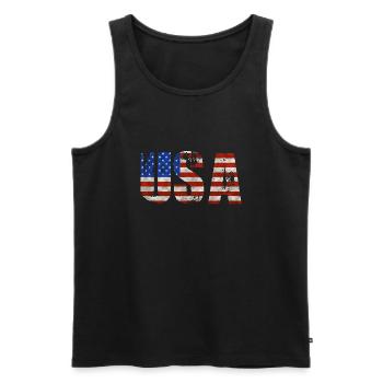 usa - Débardeur bio Premium Homme - noir - Devant - Michal (187cm)