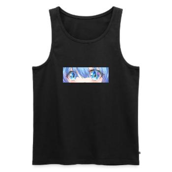 Anime Augen Kawaii Sexy Manga Ecchi Blau Waifu - Männer Premium Bio Tank Top - Schwarz - Vorne - Michal (187cm)