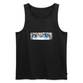 Anime Eyes Blue Kawaii Sexy Manga Ecchi Waifu - Men's Premium Organic Tank Top - black - Front - AI Model Male 178 light (178cm)