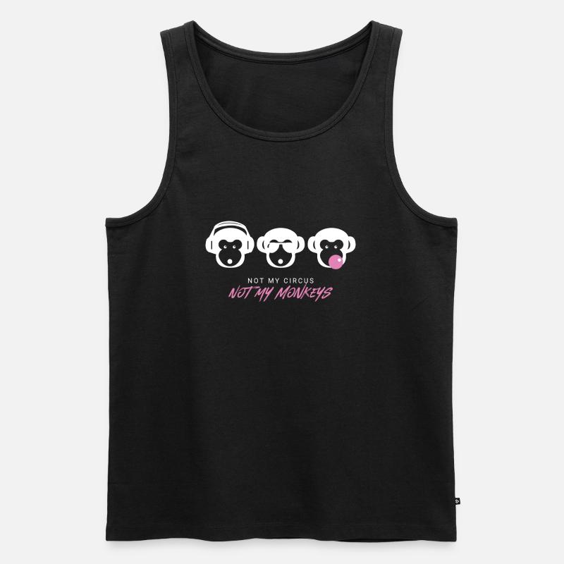Muniax Monkeys Pink Weiß - Männer Premium Bio Tank Top - Schwarz