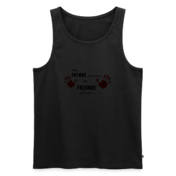 Als Fremde gekommen, als Freunde gegangen - Männer Premium Bio Tank Top - Schwarz - Vorne - AI Model Male 178 light (178cm)