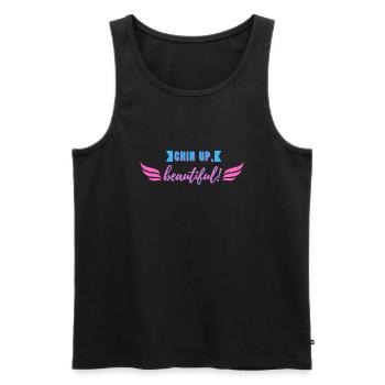 Chin Up Beautiful - Men's Premium Organic Tank Top - black - Front - AI Model Male 178 light (178cm)