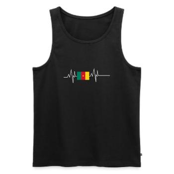 Kamerun Flagge Herzschlag - Männer Premium Bio Tank Top - Schwarz - Vorne - AI Model Male 178 light (178cm)