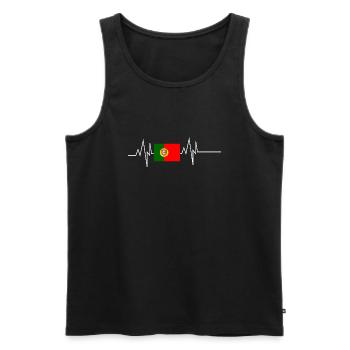 Portugal Flagge Herzschlag - Männer Premium Bio Tank Top - Schwarz - Vorne - AI Model Male 178 light (178cm)