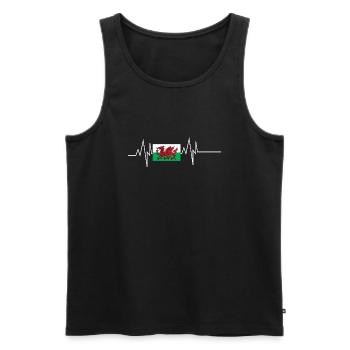 Wales Flagge Herzschlag - Männer Premium Bio Tank Top - Schwarz - Vorne - Michal (187cm)