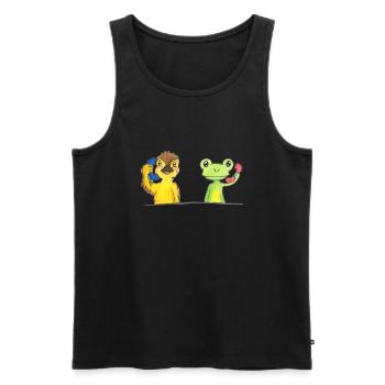 Ente und Frosch - Männer Premium Bio Tank Top - Schwarz - Vorne - AI Model Male 178 light (178cm)