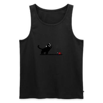 Spring design - cat, dandelion, ladybug - Men's Premium Organic Tank Top - black - Front - AI Model Male 178 light (178cm)
