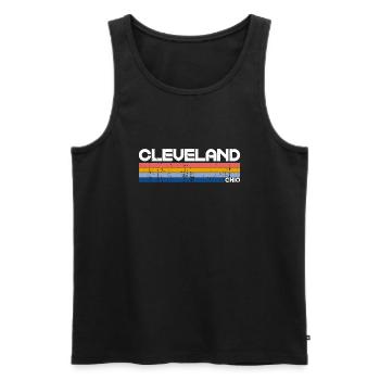 Vintage 70s 80s Style Cleveland, OH - Débardeur bio Premium Homme - noir - Devant - Michal (187cm)