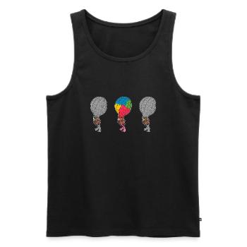 Ballon autistique autisme chose Puzzle pièce Be Kind - Débardeur bio Premium Homme - noir - Devant - Michal (187cm)