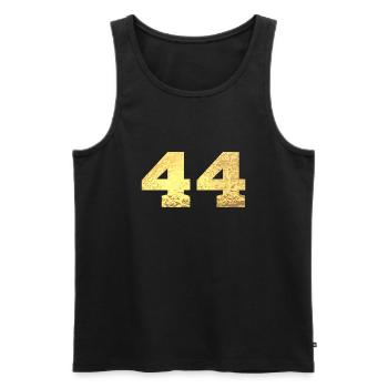Numéro 44 paillettes doré - 44e anniversaire - Débardeur bio Premium Homme - noir - Devant - Michal (187cm)