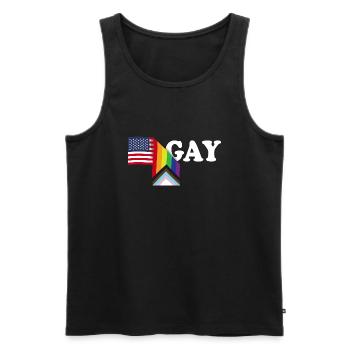 Patriot USA Flagge und LGBT Flagge - Stolzer Verbündeter - Schwul - Männer Premium Bio Tank Top - Schwarz - Vorne - Michal (187cm)