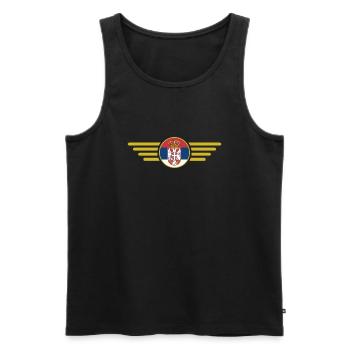 J’aime la Serbie, T-shirt design de style élégance - Débardeur bio Premium Homme - noir - Devant - AI Model Male 178 light (178cm)