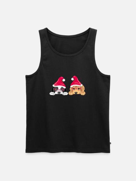 Peeking dogs in Santa hats - Men's Premium Organic Tank Top - black