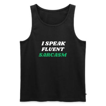 I Speak Fleunt Sarcasm - Débardeur bio Premium Homme - noir - Devant - AI Model Male 178 light (178cm)