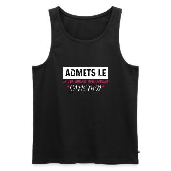t-shirt quote humor boring life without me - Men's Premium Organic Tank Top - black - Front - AI Model Male 178 light (178cm)