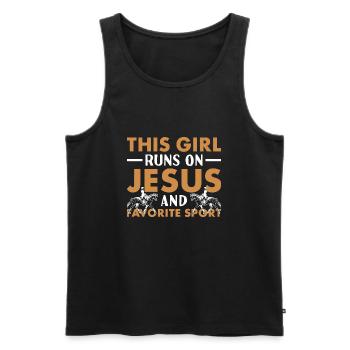 Jumper This Girl Runs On Jesus And Show Jumping - Männer Premium Bio Tank Top - Schwarz - Vorne - Michal (187cm)