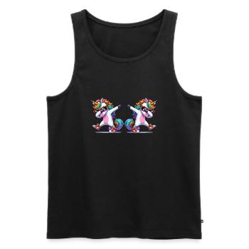 Bande dessinée Licorne 2 - Débardeur bio Premium Homme - noir - Devant - AI Model Male 178 light (178cm)