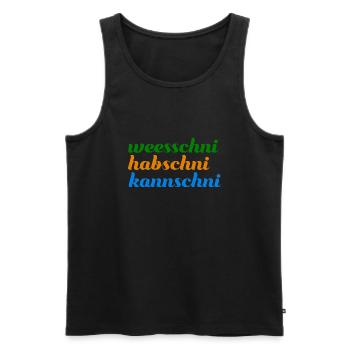 weesschni habschni kannschni Typisch sächsisch - Männer Premium Bio Tank Top - Schwarz - Vorne - Michal (187cm)