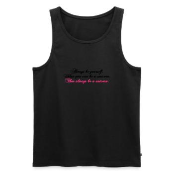 toujours être soi-même texte drôle de Licorne - Débardeur bio Premium Homme - noir - Devant - AI Model Male 178 light (178cm)