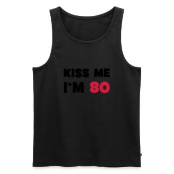 80 / anniversaire / Sport / Fête / quatre vingt - Débardeur bio Premium Homme - noir - Devant - AI Model Male 178 light (178cm)