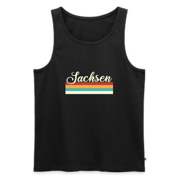 Sachsen - Deutschland - Retro - Vintage - Balken - Männer Premium Bio Tank Top - Schwarz - Vorne - Michal (187cm)