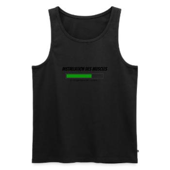 Tee shirt avec logo Installationdesmusclesfinal - Débardeur bio Premium Homme - noir - Devant - Michal (187cm)