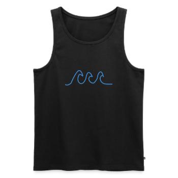 Waves Wave Nature Sea Sketch - Men's Premium Organic Tank Top - black - Front - Michal (187cm)