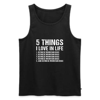 5 choses que j’aime dans la vie Bouvier Bernois - Débardeur bio Premium Homme - noir - Devant - Michal (187cm)