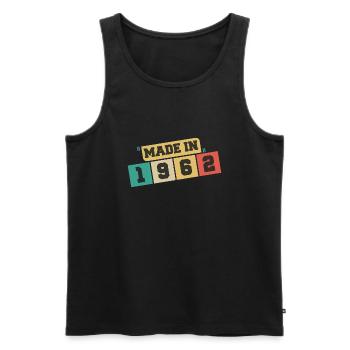 1962 anniversaire 1962 né en 1962 anniversaire - Débardeur bio Premium Homme - noir - Devant - AI Model Male 178 light (178cm)