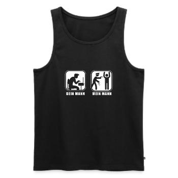 Dein Mann Mein Mann - Männer Premium Bio Tank Top - Schwarz - Vorne - Michal (187cm)