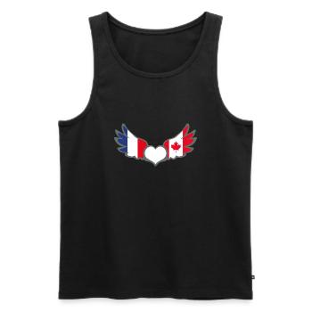 Drapeaux Français et Canadien France Canada - Débardeur bio Premium Homme - noir - Devant - Michal (187cm)