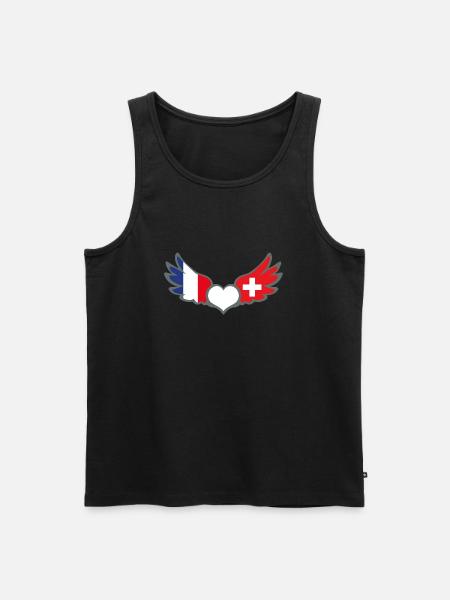Drapeaux Français et Suisse Flag France et Suisse - Débardeur bio Premium Homme - noir