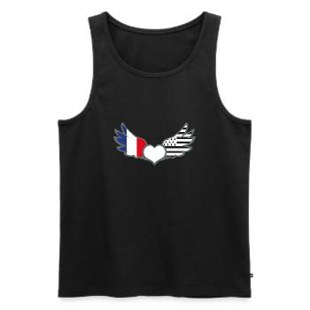 Drapeaux France et Bretagne Français et Breton - Débardeur bio Premium Homme - noir - Devant - Michal (187cm)
