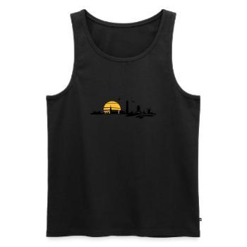 Skyline - Insel Amrum - Männer Premium Bio Tank Top - Schwarz - Vorne - Michal (187cm)