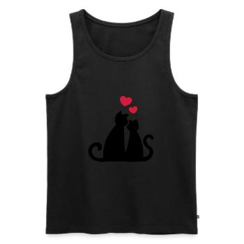 Cat love Cat love Cats in love gift idea - Men's Premium Organic Tank Top - black - Front - AI Model Male 178 light (178cm)