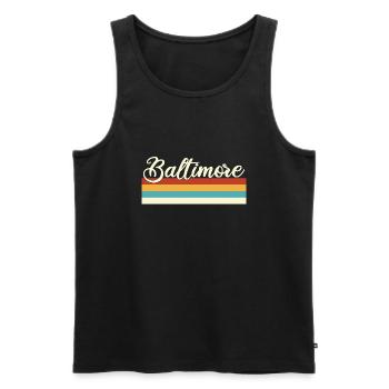 Baltimore - Maryland - Rétro - Vintage - États-Unis - Débardeur bio Premium Homme - noir - Devant - Michal (187cm)